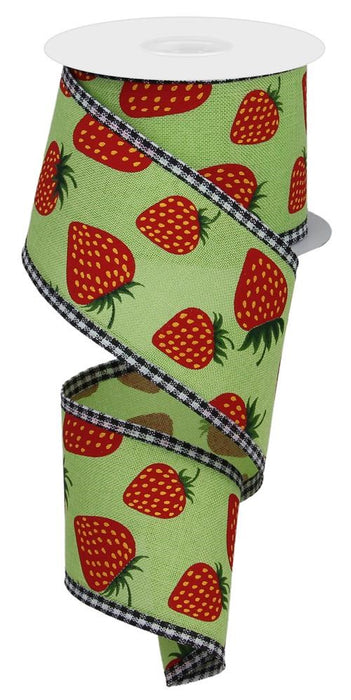 2.5"X10Yd Strawberries/Gingham  Bright Green/Yellow/Red  RGA8436H2