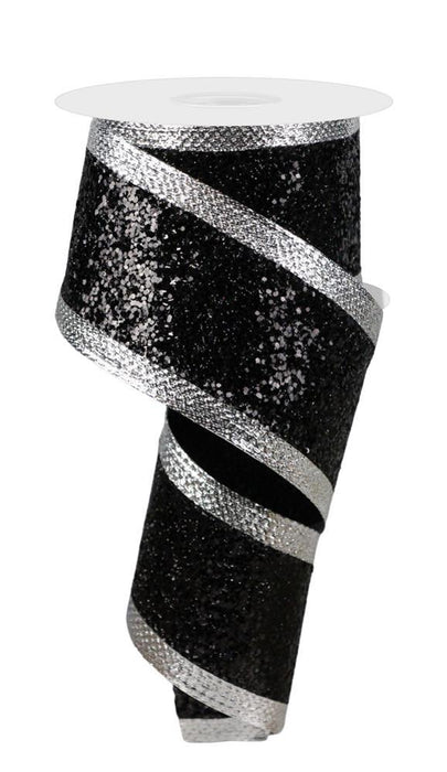 2.5"X10Yd Large Glitter/Metallic  Black/Silver  RGA881187