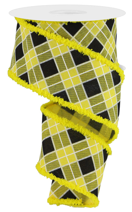 2.5"X10Yd Diagonal Check/Drift Sun Yellow/Black/White RGA89718N