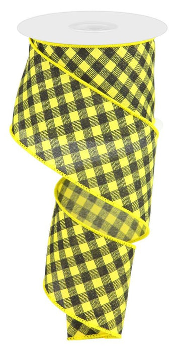 2.5"X10Yd Bias Gingham Pattern Sun Yellow/Black RGC1331CJ