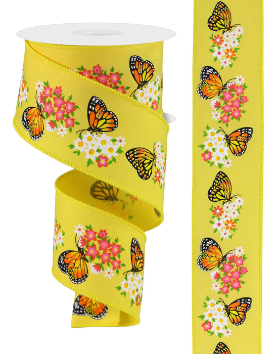 2.5"X10Yd Butterfly W/Flowers Yellow/Multi RGE174929