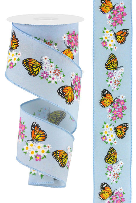 2.5"X10Yd Butterfly W/Flowers  Light Blue/Multi  RGE175014