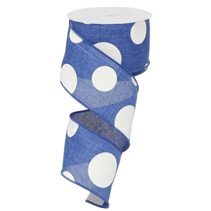 2.5" Large Multi Dot Royal Blue White Ribbon RX9143WR