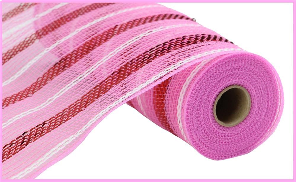 10.25"X10Yd Poly/Faux Jute/Metallic Mesh  Lt Pink/Red/White  RY8020AF