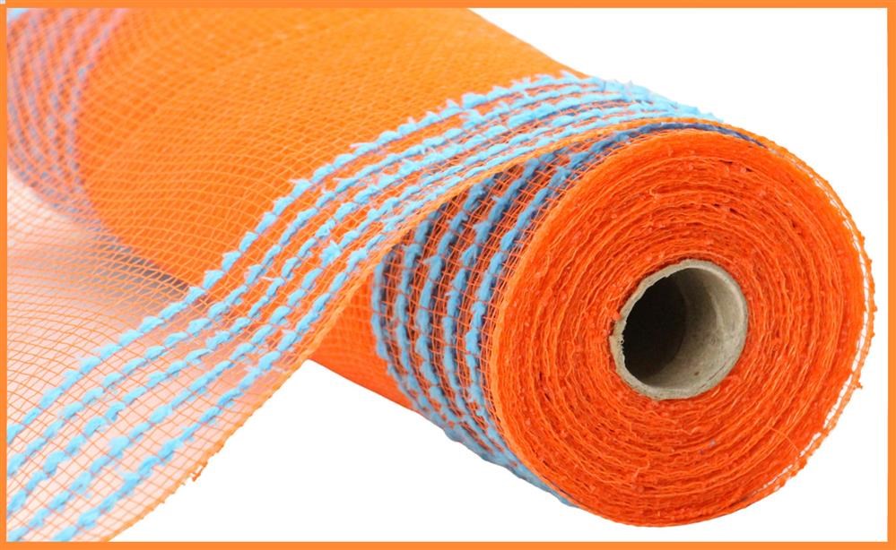 10.25"X10Yd Drift/Pp Wide Border Mesh  Orange/Turquoise  RY8115AJ