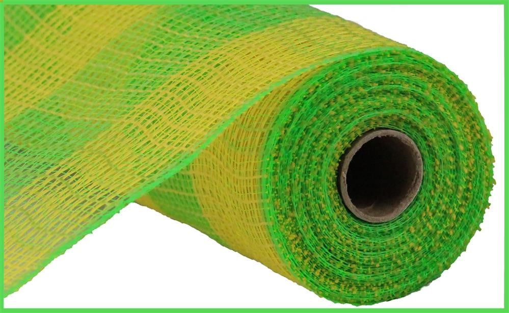 10.25"X10Yd Faux Jute/Pp Large Check  Yellow/Fresh Green  RY8315B3