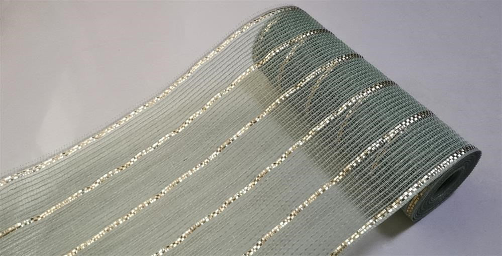 10.25"X10Yd Poly/Jute/Metallic Mesh  Sage/Matte Gold  RY8329W5