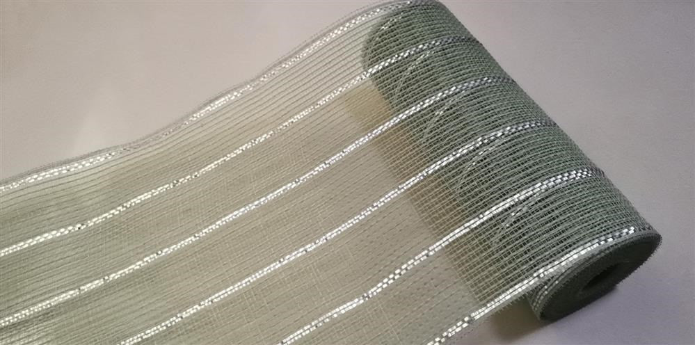 10.25"X10Yd Poly/Jute/Metallic Mesh  Sage/Matte Silver RY8329W6