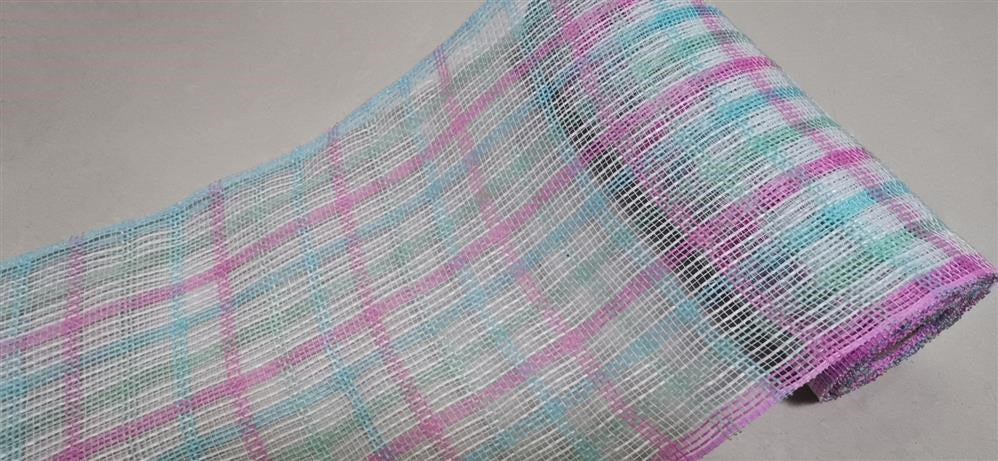 10.25"X10Yd Faux Jute Check Mesh  Lt Blue/Mint/Lt Pink/White  RY8339AT