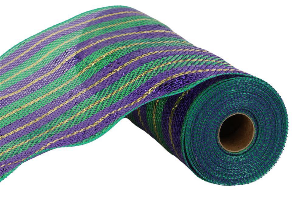 10.25"X10Yd Wide Metallic Foil Stripe Mardi Gras RY861273