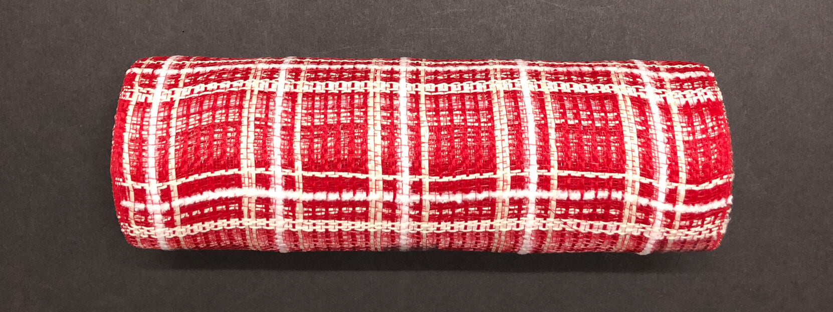 Red Jute-Cream Fuzz Plaid Mesh, 10"X10Y  Mesh  XB105210-12