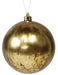 A 100mm Antique Wash Smooth Ball Ornament in 18K gold hangs against a white background. Its subtle marbling patterns add texture to the reflective finish, exuding an antique wash charm.