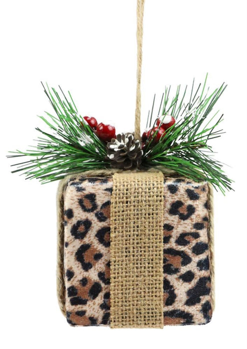 4.5"H Leopard Print Gift Ornament  Tan/Black/Brown  XJ4345