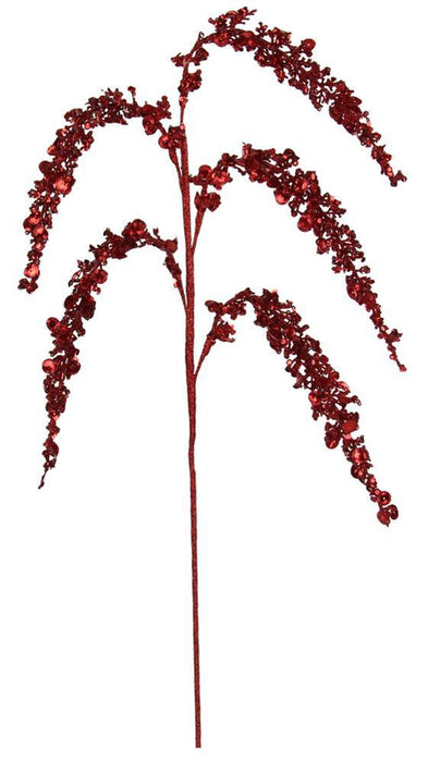 27"L Glitter Fern Spray  Red  XS219424