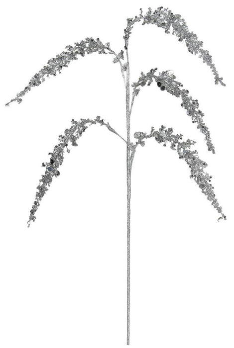 27"L Glitter Fern Spray  Silver  XS219426