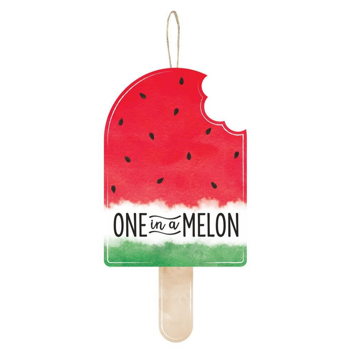 13.5"Hx7"L One In A Melon Popsicle Sign Red/White/Green/Black/Tan AP7082