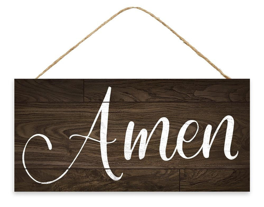 12.5"L X 6"H Amen Sign  Brown/Black/White  AP7114