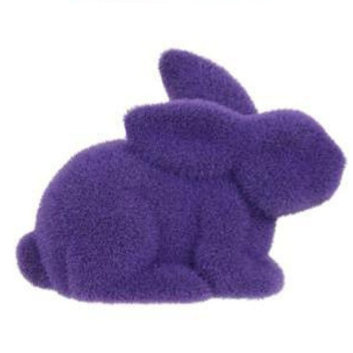 8.5"L X 6"H Flocked Laying Rabbit  6 Assorted Purple, Pink, Cream, Green, Blue, Yellow HE722998