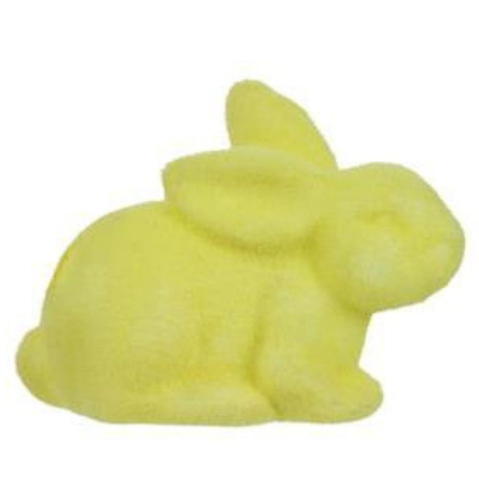 8.5"L X 6"H Flocked Laying Rabbit  6 Assorted Purple, Pink, Cream, Green, Blue, Yellow HE722998