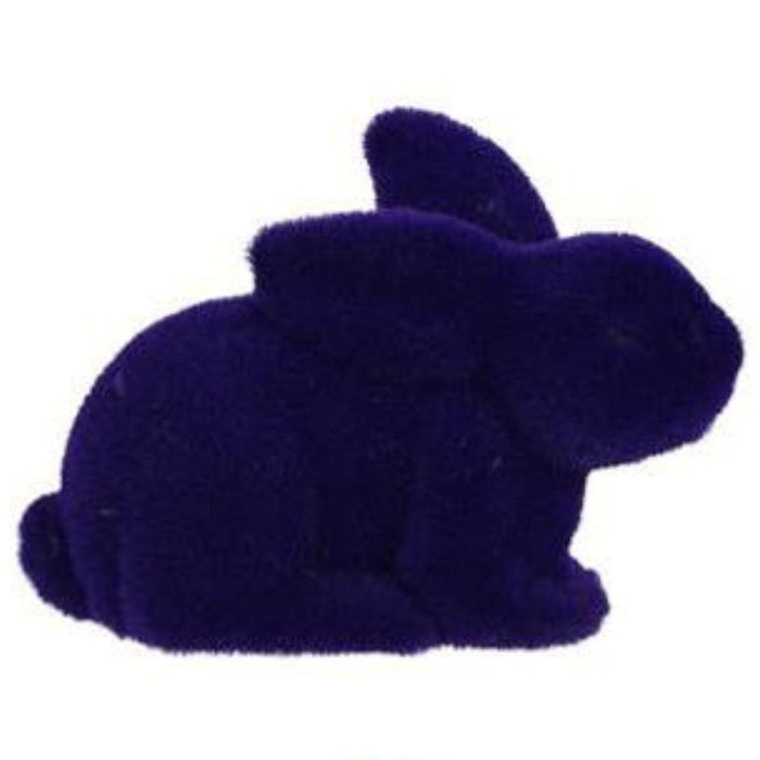 8.5"L X 6"H Flocked Laying Rabbit  6 Assorted Purple, Pink, Black, Green, Orange, Turquoise HE722999