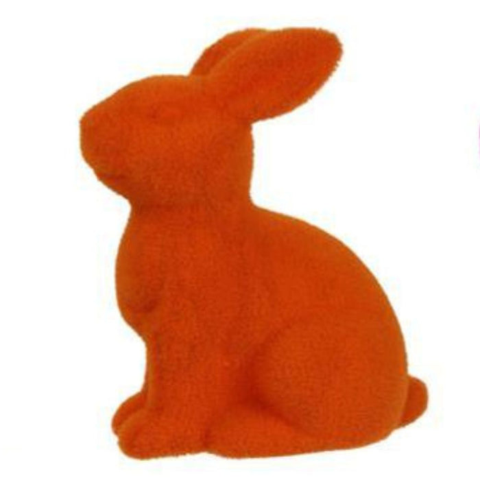 10"H X 8.25"L Flocked Sitting Rabbit  6 Assorted Purple, Pink, Black, Green, Orange, Turquoise HE723199