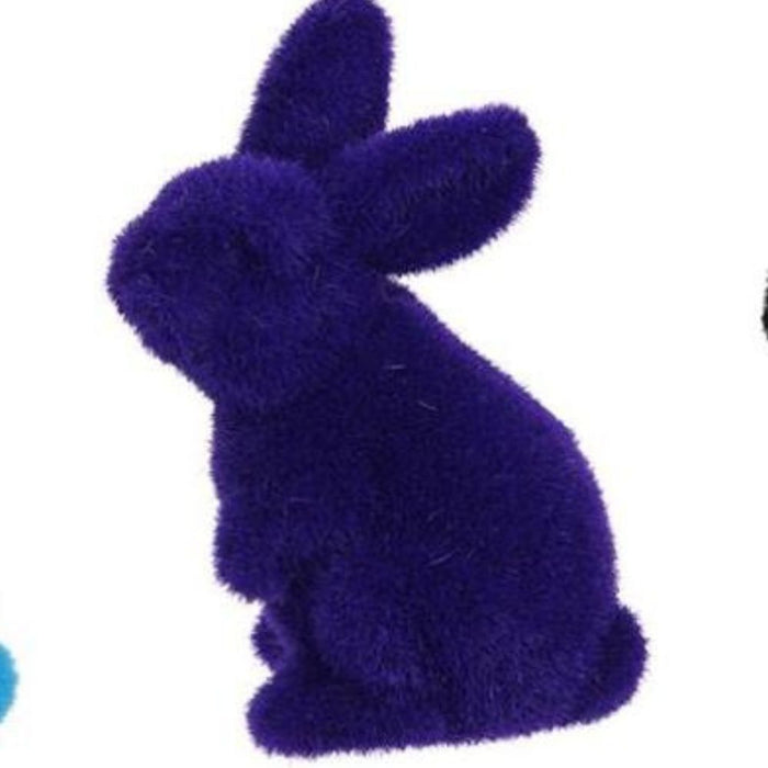 6"Hx3.5"L Flocked Standing Rabbit  6 Assorted Purple, Pink, Orange, Green, Turquoise, Black  HE724099