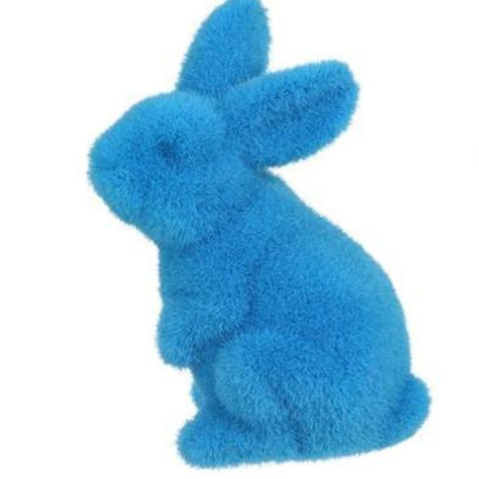 4"Hx2.5"L Flocked Standing Rabbit  6 Assorted Purple, Pink, Black, Green, Turquoise, Yellow  HE723899