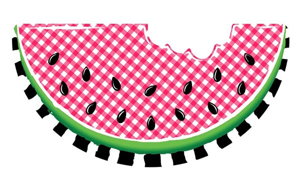 12"L X 6.25"H Emboss Gingham Watermelon    Red/Black/White/Green   MD0710