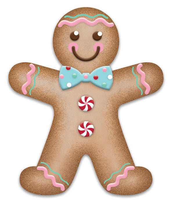 12"Hx10"L Metal Gingerbread Boy Sign  Tan/Pink/Blue/White/Red  MD0743