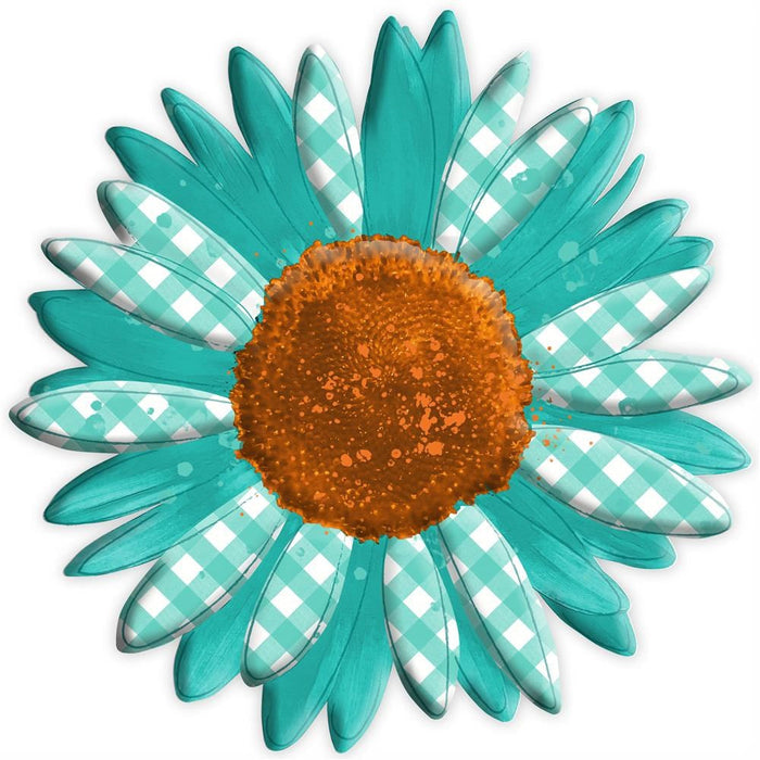 12"Dia Metal/Embossed Sunflower  Teal/Orange  MD078437