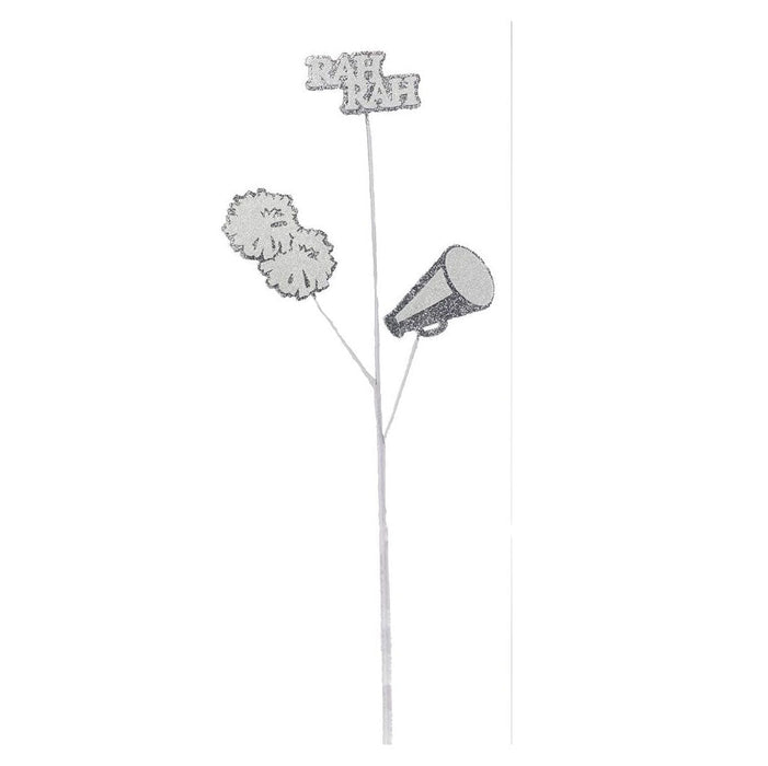 24" Silver White Glitter Cheer Pick MN009126