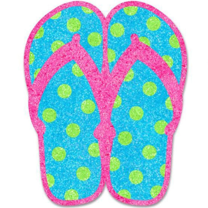 20"Hx16"L Glitter Flip Flops, 2 Asst  Hot Pink/Turquoise/Multi  MS1717