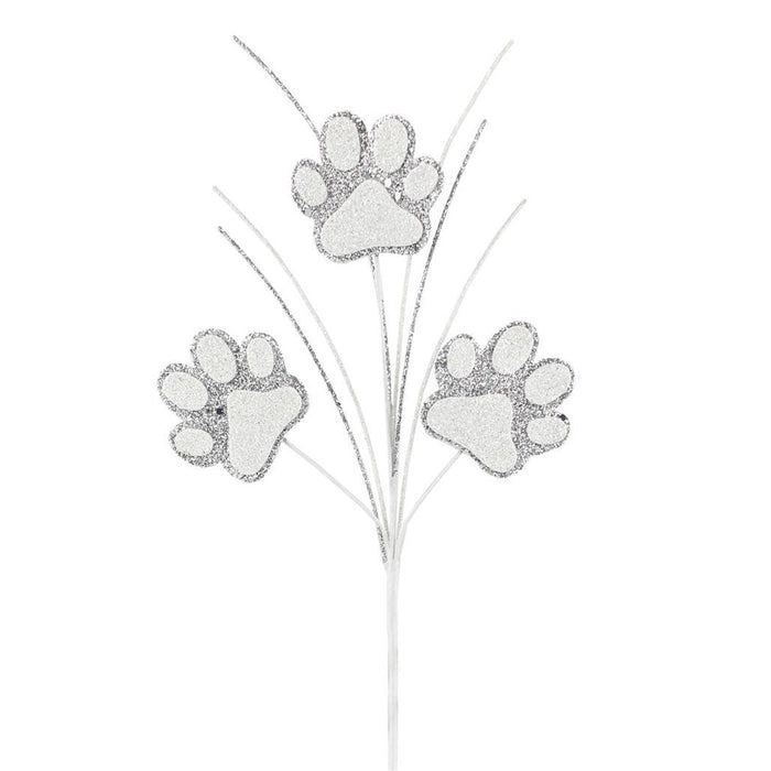 11" Mini Silver White Glitter Paw Pick MZ193326