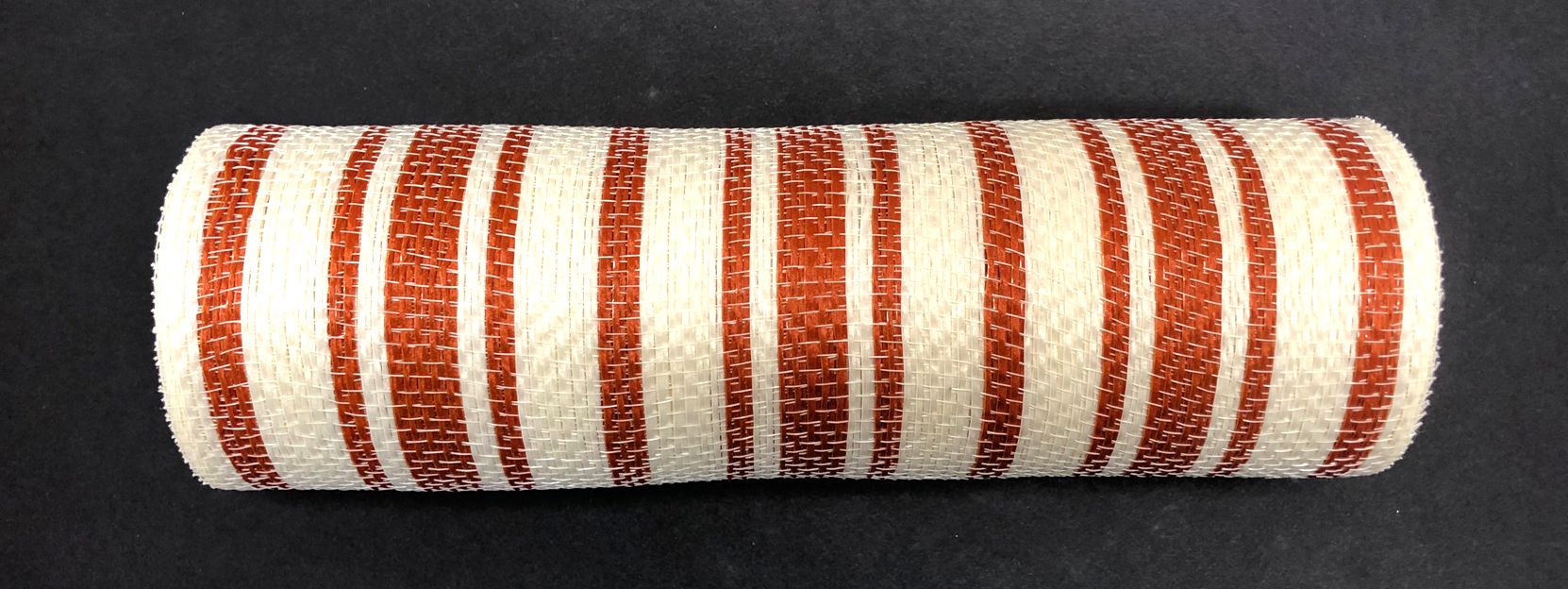 Cream-Dark Orange Ticking Stripe Mesh, 10"X10Y  Mesh   XB103710-47