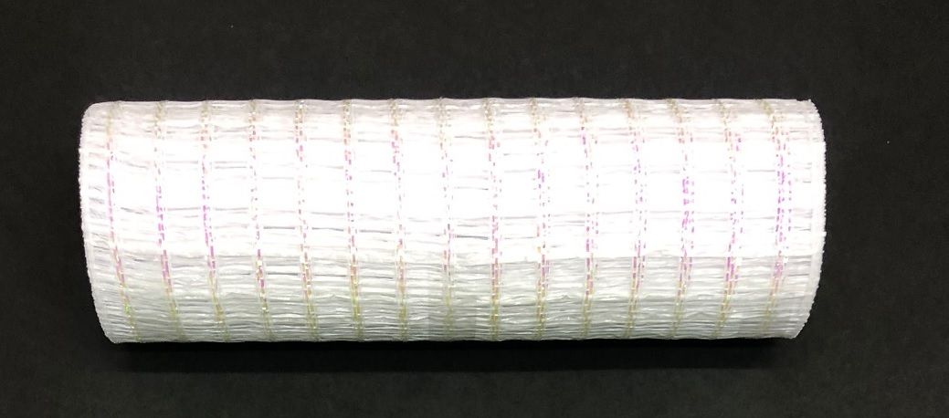 White/Iridescent Metallic Wide Weave Mesh, 10"X10Y  Mesh   XB104310-01