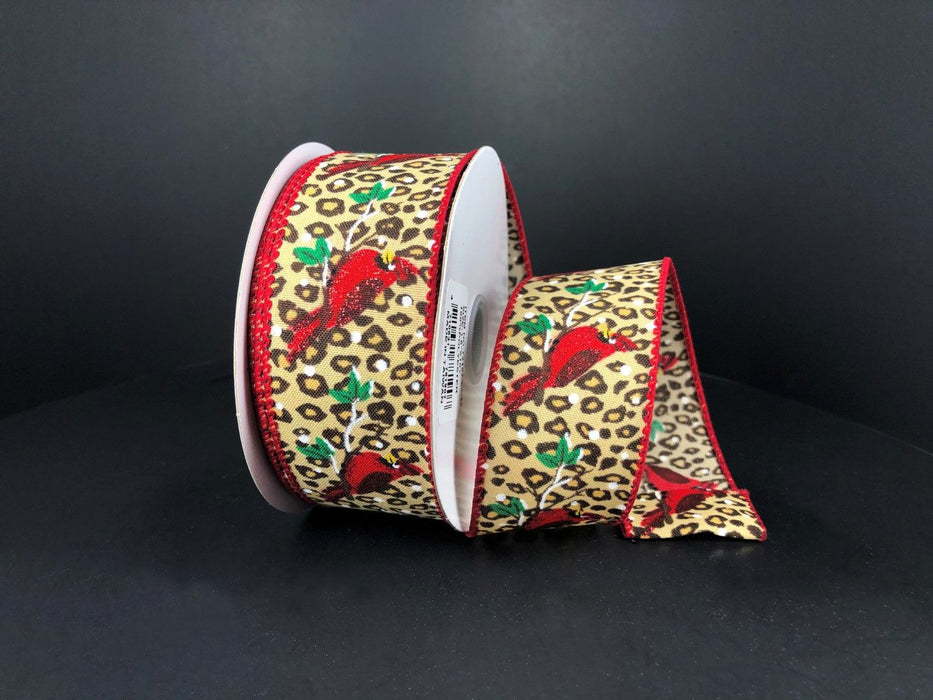 Cheetah Satin/Red Cardinal, 1.5"X10Y  Ribbon   72107-09-12