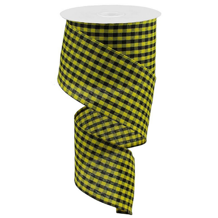 2.5" Yellow Black Gingham Check Ribbon RGA121257