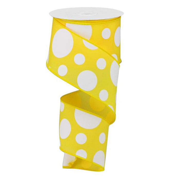 2.5" Yellow White Giant Three Size Dot Ribbon RGA193529