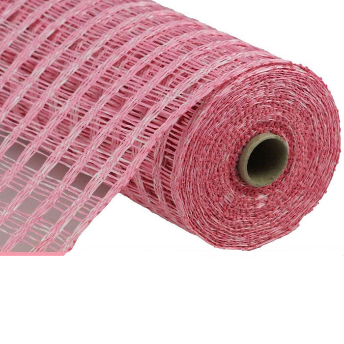 10" Pink White Two Tone Poly Burlap Check Mesh RP815337