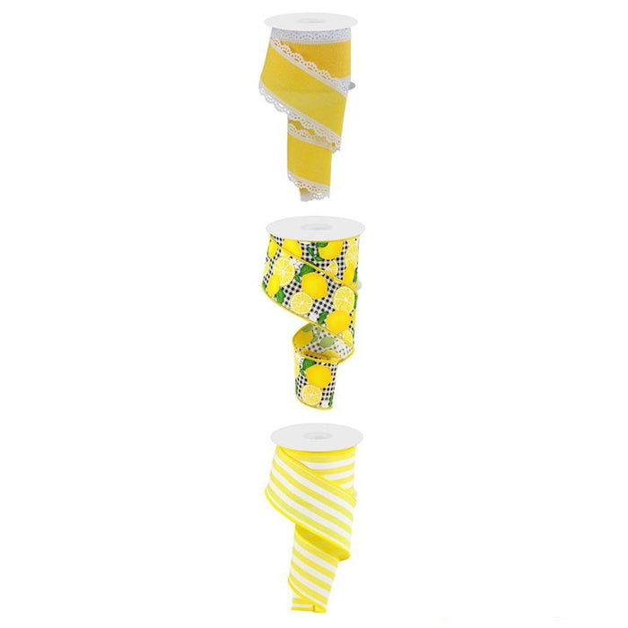 2.5" Lemon Ribbon Assortment 3 Rolls RW8077