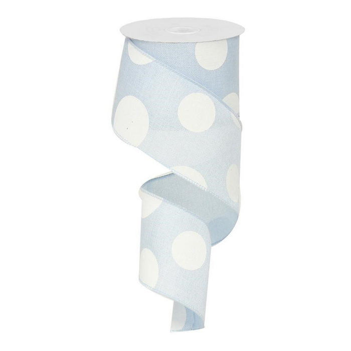 2.5" Large Multi Dot Light Blue White Ribbon RX914375