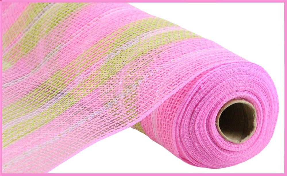 10.25"X10Yd Jute/Iridescent Stripe  Lt Pink/Spring Green/White  RY8029AN