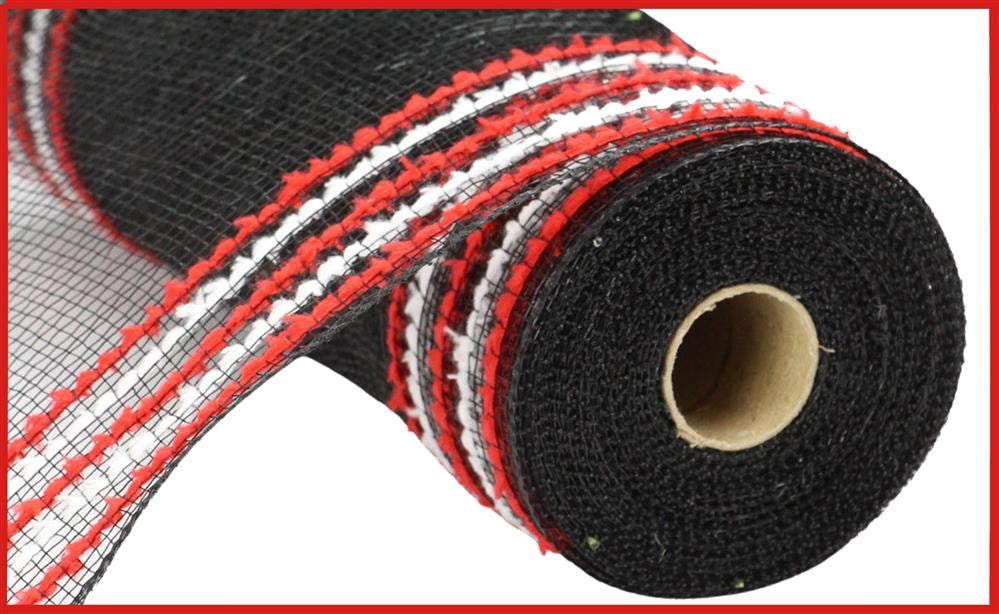 10.25"X10Yd Drift/Pp Wide Border Mesh  Black/Red/White  RY8116D6