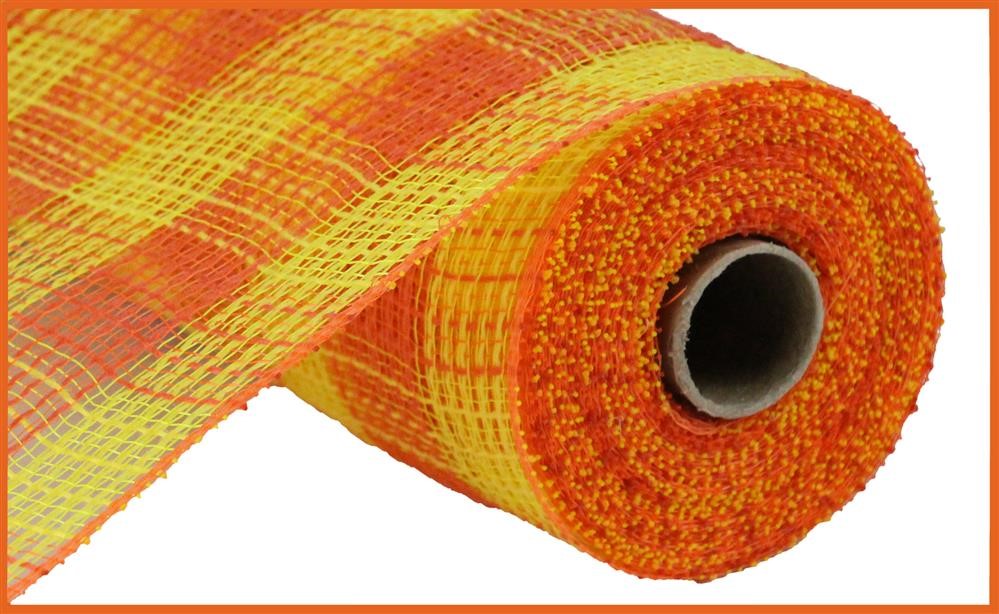 10.25"X10Yd Faux Jute/Pp Small Check  Yellow/Orange  RY8320B4