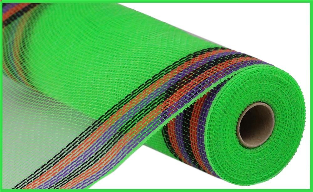 10.25"X10Yd Faux Jute/Pp/Border Stripe  Lime/Purple/Orange/Black  RY832676