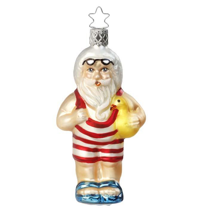 Beach Santa Christmas Ornament Inge-Glas 1-046-15