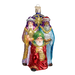 The Three Wise Men Old World Christmas Ornament 24083 beautifully portrays the Three Wise Men with gifts, featuring vibrant robes in shades of purple, red, and blue under a golden star. It also includes a silver loop for easy hanging.