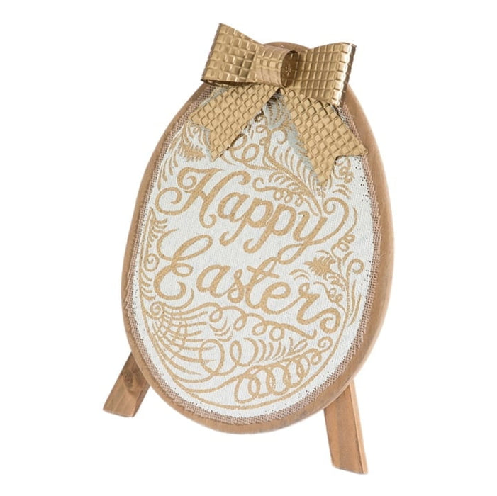 RAZ Happy Easter Easel Back Sign White & Gold