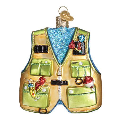 Fishing Vest 44091 Old World Christmas Ornament