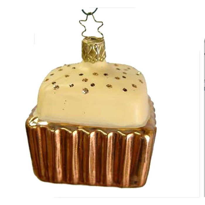 Square Copper Cupcake Creamy White Chocolate Top Inge-Glas Christmas Ornament 68110